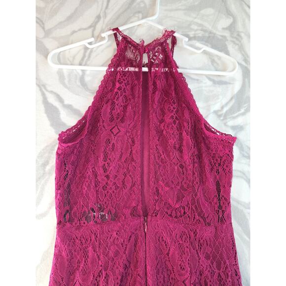Lulus Maroon Lace Holiday Body Con Dress Size S - Picture 10 of 14